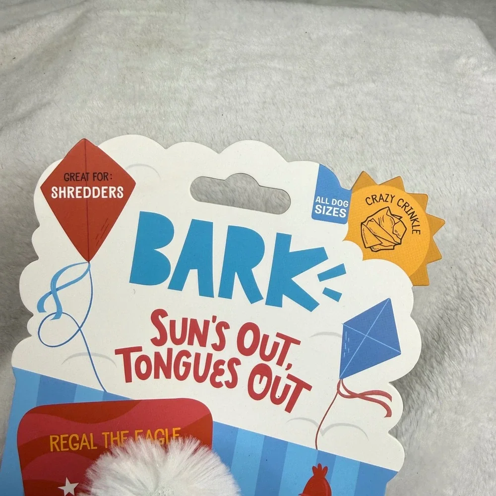 BARK Sun's Out Tongues Out Regal the Eagle Plush Dog Toy Squeaker Crinkle NEW